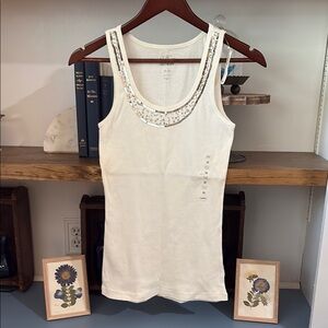 Women's White Sequin Tank Top